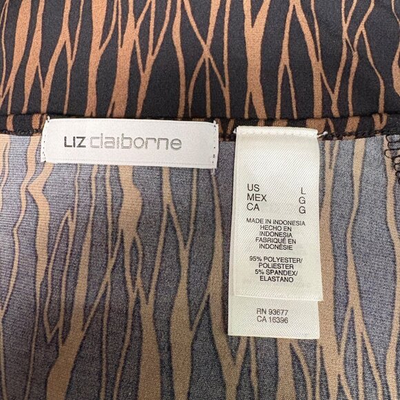 Liz Claiborne Brown Black Zebra Print V-Neck Empire Waist Top Womens Size Large - Picture 5 of 7